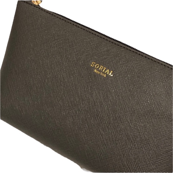 Sorial Saffiano Vegan Leather Dark Grey Wristlet Brand New With Tags - Picture 9 of 12